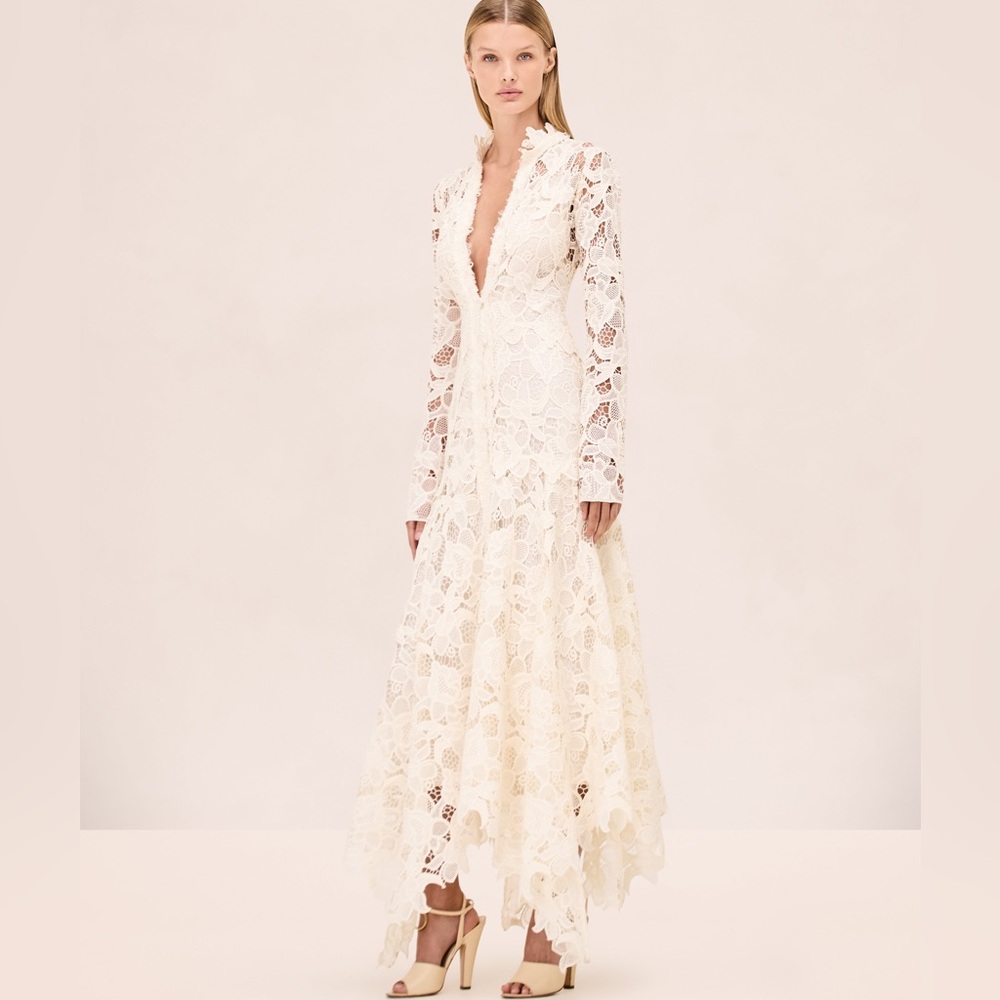 Alexis Cream Long Sleeve Lace Maxi Dress - Picture 2 of 6